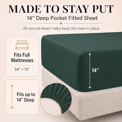 CozyLux Full Size Comforter Set Forest Green, 7 Pieces Bed in a Bag