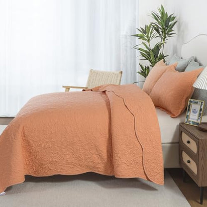 HoneiLife Quilt Set Queen Size - Microfiber Quilt Sets 3-Piece, Queen Quilt Bedding Set Lightweight Bedspreads Reversible Coverlets Retro Bed Cover Floral Bedding Set All Season Quilts