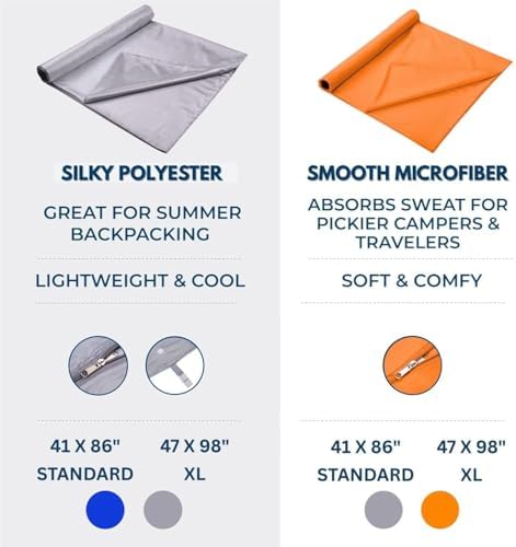 The Friendly Swede Sleeping Bag Liner, Adult Sleep Sack for Hotels, 3 Sizes