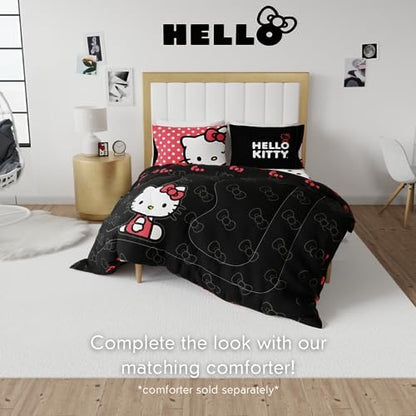 Franco Hello Kitty Polka Dot Bedding Super Soft Microfiber 4 Piece Queen Sheet Set, (Officially Licensed Product)