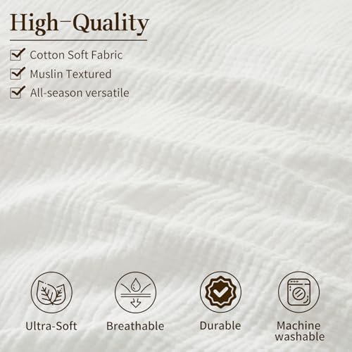 MEISHANG Muslin Duvet Cover Queen Size - 100% Organic Cotton