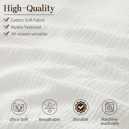 MEISHANG Muslin Duvet Cover King Size - 100% Organic Cotton