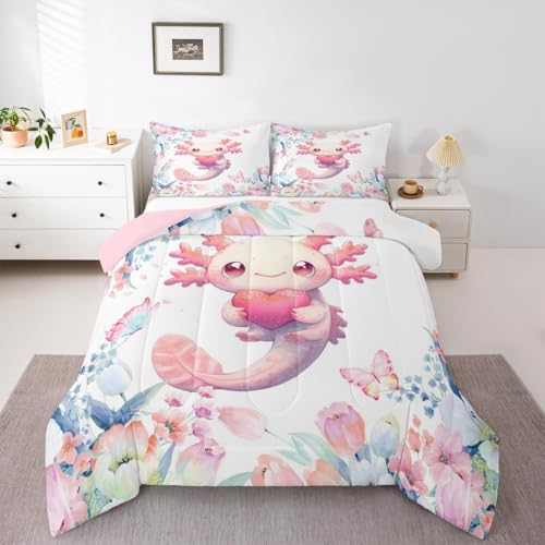 Feelyou Cute Axolotl Comforter Set Twin Size Boys Girls Teens