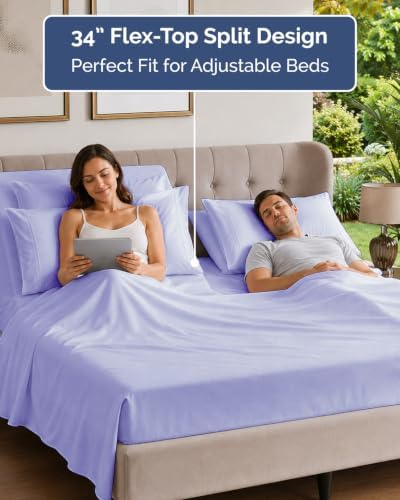 Flex Top Split Head King 6 Piece Sheet Set - Soft & Cooling - Lavender Pink