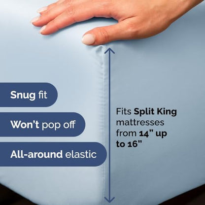 Flex Top Split Head King 4 Piece Sheet Set - Soft & Breathable - Sky Blue