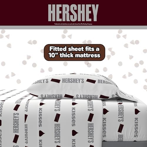 Hershey's Kisses Milk Chocolate Bedding Set, Twin Size 5 Piece Comforter and Sheet Set with Sham, (Officially Licensed Product) by Franco