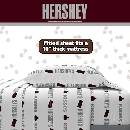 Hershey's Kisses Milk Chocolate Bedding Set, Twin Size 5 Piece Comforter and Sheet Set with Sham, (Officially Licensed Product) by Franco