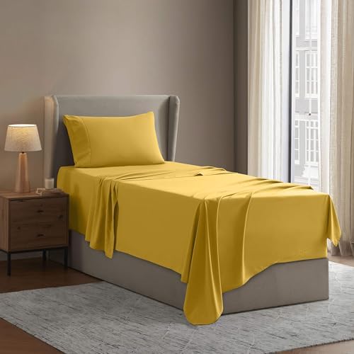 Nestl Twin XL Sheet Set - Bed Sheets - Yellow - 3-Piece Deep Pocket