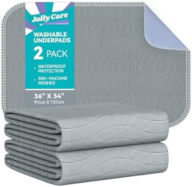 Washable Incontinence Bed Pads Waterproof for Adults, 36"x54"-2 Pack (Gray)