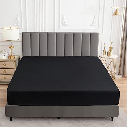 Sufdari Waterproof Mattress Protector, Mattress Cover Twin Size for Bed,18" Deep Pocket Fitted Sheet Style Mattress Protector with Elastic Rubber Band-Black,Twin