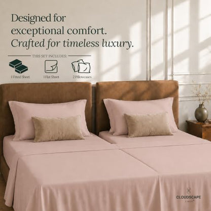 CLOUDSCAPE Millennium Series Egyptian Cotton Sheets Split King,Sepia Rose