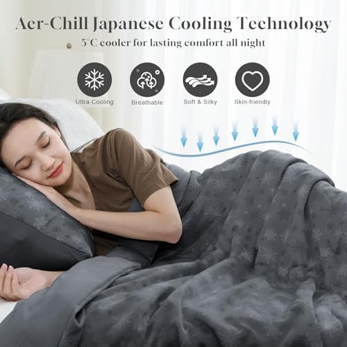 CHOSHOME Cooling Comforter Cooling Blanket, Q-Max 0.45 Cool Sleeping Summer Blanket for Hot Sleeper Night Sweats, Twin 60" x 80", Dark Grey