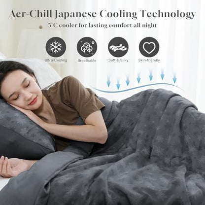 CHOSHOME Cooling Comforter Cooling Blanket, Q-Max 0.45 Cool Sleeping Summer Blanket for Hot Sleeper Night Sweats, Cal King 96" x 102", Dark Grey
