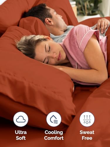 Extra Deep Cal King Sheet Set - 4 Piece Breathable & Cooling - Terracotta