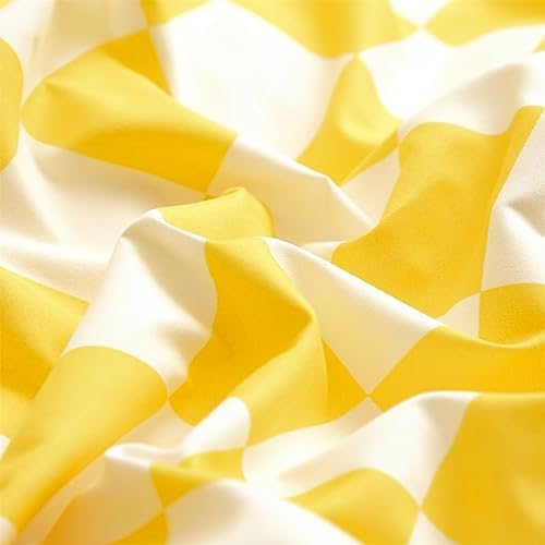 Houseri Plaid Comforter Set King 3 PCS White and Light Yellow Buffalo Checkered Bedding King Size Soft Comfy Women Men Luxury Bright Yellow Grid Checkerboard Gingham Bed Quilt Blanket