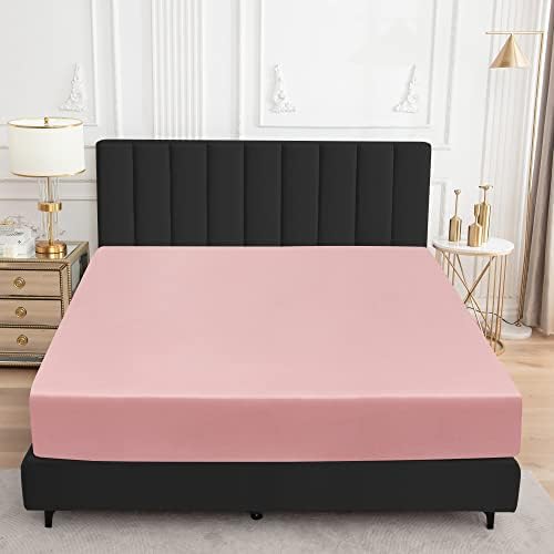 Sufdari Full Size Mattress Protector,Waterproof Mattress Protector,Fitted Sheet Style Mattress Cover with 18" Deep Pocket,Washable and Comfortable-Pink,Full
