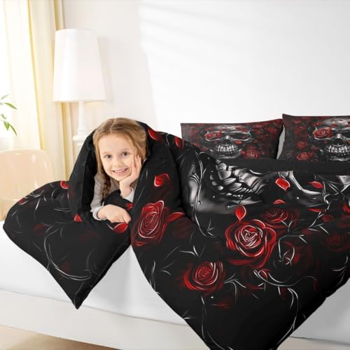 Feelyou Gothic Skull Comforter Set Full Size Bedding Set