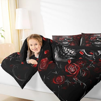 Feelyou Gothic Skull Comforter Set Full Size Bedding Set