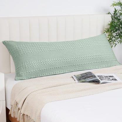 PHF Cotton Waffle Body Pillowcase 20" x 54", Mint Green, No Insert