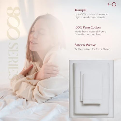 Mayfair Linen Egyptian Cotton Silver Queen Sheets Set - Luxury 800 Series High Thread Count Queen Bed Sheet Set (6 PC), Soft Cooling 16" Deep Pocket Hotel Bed Sheet Set - Tranquil Collection