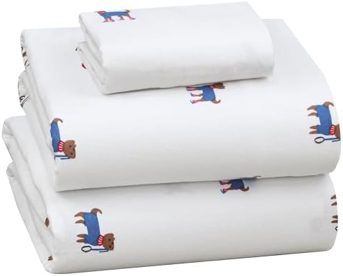 RUVANTI Flannel Sheets Twin Size, Puppy Playoff