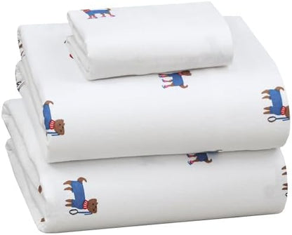 RUVANTI Flannel Sheets Twin Size, Puppy Playoff