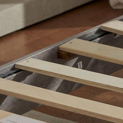 LIFEMENT Queen Bed Frame with Headboard Signature Wood Platform, Noise Free, Under Bed Storage, No Box Spring Needed, Easy Assembly, Gray