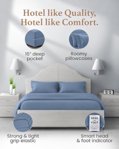 100% Egyptian Cotton Twin XL Sheets, 4 Piece, Slate Gray Sheets Twin XL