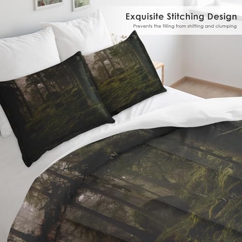 Pamnest Comforter Set King Size, Tree Forest Soft 3 Pcs Bedding for Kids and Adults, Mystic Comforter Set with 2 Pillowcases, for Bedroom Bed Decor