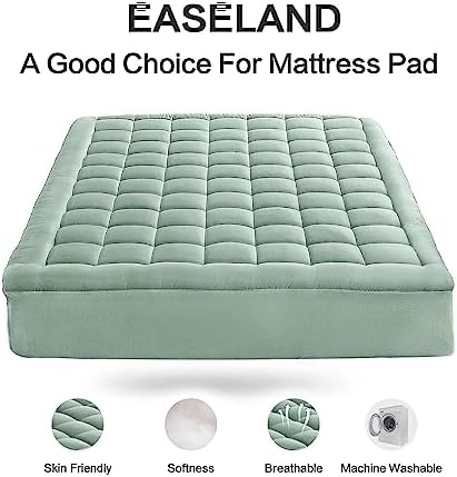 EASELAND Queen Size Mattress Pad Pillow Top Mattress Topper Cotton Top