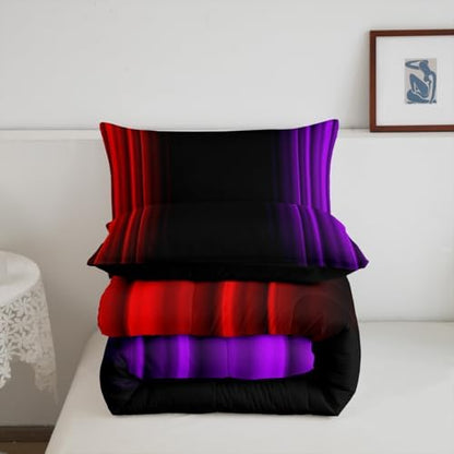 Feelyou Teens Abstract Ombre Decorations Bedding Set for Kids Women Red Purple and Black Comforter Set Geometric Modern Quilt Set Room 2Pcs Twin Size