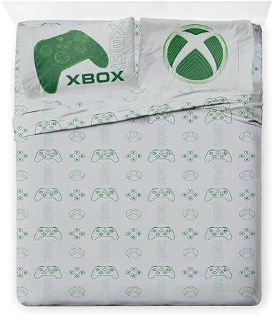 Jay Franco Kids Comforter Set Includes Sheets and Pillow Covers - Soft and Cozy Bed Set for Stylish Room Decor, Official Licensed Product, White - Xbox, 7 Piece Queen