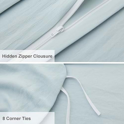 Oli Anderson 3PCS Pleated Duvet Cover Set, Cornflower Blue, King