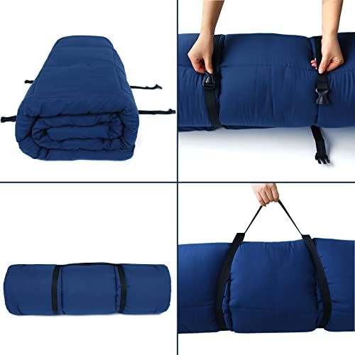 Cot Mattress Topper (Improved Thickness), Foam Quilted Pads for Camping, Soft Comfortable Sleeping Cot Mattress Pad Only, Camping Pad 75"x30" for Camp Cot/Rv Bunk/Narrow Twin Beds, Navy