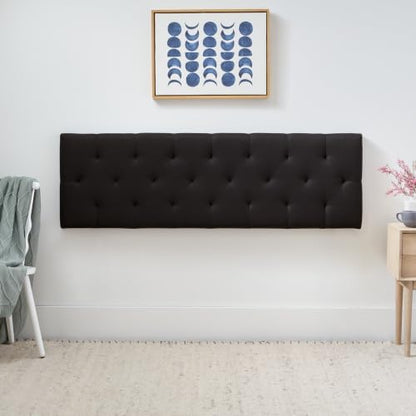 Lucid Mid-Rise Upholstered Headboard - Diamond Tufted - Padded Polyester - Adjustable Height from 34” to 46” - Easy Assembly - Bed Frame or Wall Mount - Sturdy - Black - Queen Size