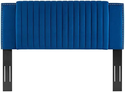 Modway MOD-6662-NAV Felicity Channel Tufted Performance Velvet Full/Queen Headboard, Navy
