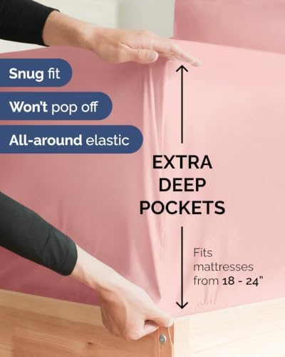 Extra Deep Flex Top Split Head King Sheet Set - 6pc Sheets - Baby Pink