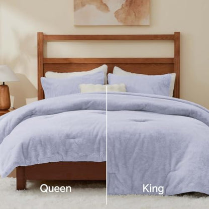 BEDELITE Faux Fur Twin Comforter Set Lavender,Warm Comforter for Winter