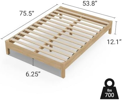 LIFEMENT Full Bed Frame Signature Wood Platform, Noise Free, Under Bed Storage, No Box Spring Needed, Easy Assembly, Natural
