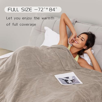 ReyyNio Electric Heated Blanket Full Size 72"x84", 10H Auto-Off, Brown