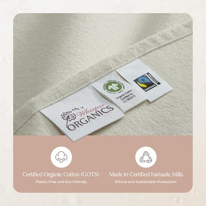 100% Organic Flannel Sheets Twin Size - GOTS Certified 100% Cotton Flannel Sheets Set with Comfortable Soft Brushed Finish & Deep Pocket - 1 Flat 1 Fitted & 1 Pillowcase (Natural, Twin)