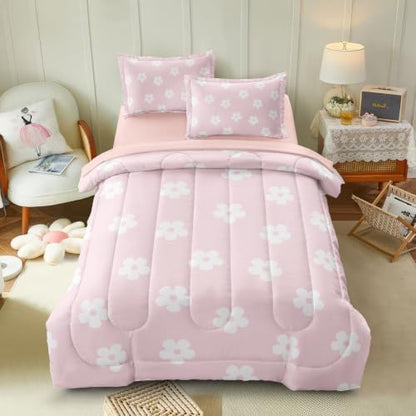 Pink Floral Bedding Sets for Girls, Full Size