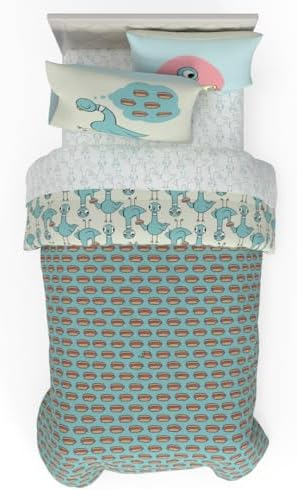 Franco The Pigeon Finds A Hot Dog Twin Bedding Set – 5 Piece Super Soft Microfiber Reversible Comforter, Sheet Set & Sham - Book by Mo Willems (Officially Licensed Product)