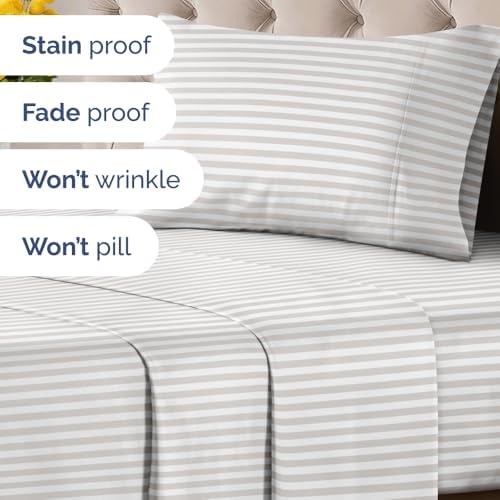 Twin 3 Piece Striped Sheet Set - Breathable & Cooling - Metro Pinstripe