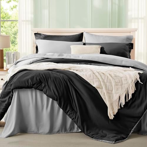 Anluoer King Size Comforter Set, 7 Piece Bed in a Bag King Bedding Sets
