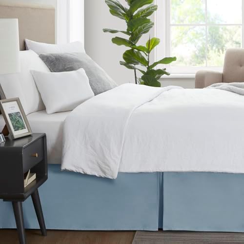 Nestl Stone Blue Twin XL Bed Skirt - Twin XL Size Bed Skirt 14 Inch Drop - Brushed Microfiber Bed Skirts - Hotel Quality Pleated Bed Skirt - Shrinkage & Fade Resistant