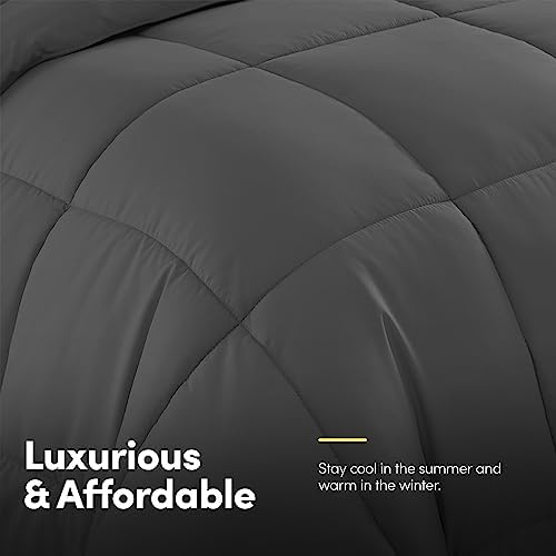 Sweet Home Collection Comforter Set with Sheets - Soft & Breathable Piece Bedding Collection - 1 Comforter, 1 Fitted Sheet, 1 Flat, Pillowcases - Deep Pocket, Premium Quality - All Season Twin XL Gray