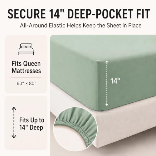CozyLux Queen Comforter Set Sage Green - 7 Pieces Bed in a Bag