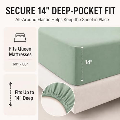 CozyLux Queen Comforter Set Sage Green - 7 Pieces Bed in a Bag