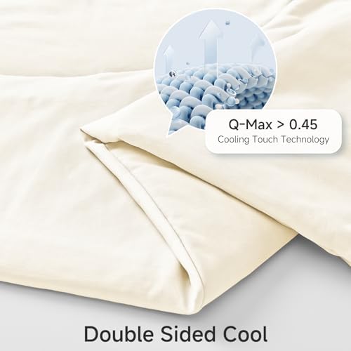 HOMFINE Cooling Comforter for Hot Sleepers King/Cal King, Beige 108"x90"